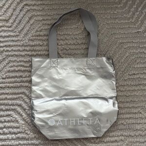 Athleta Metallic Silver Tote